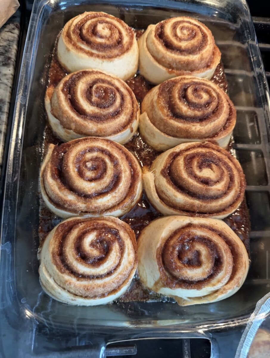 Sourdough Cinnamon Rolls, fresh from the oven