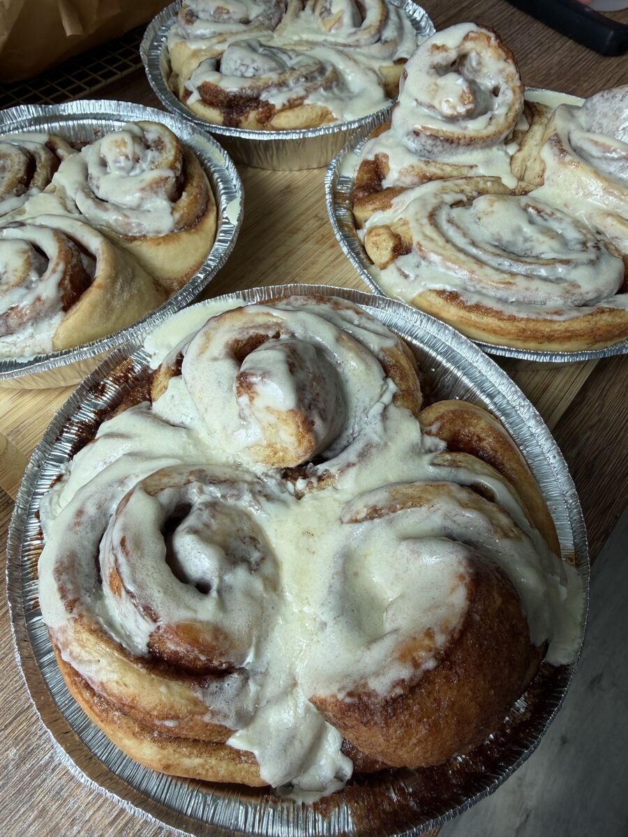 Sourdough Cinnamon Rolls, iced